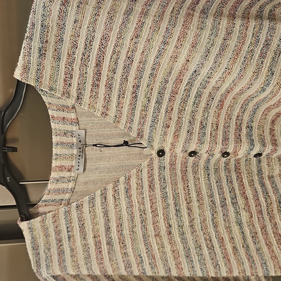 💕CURRENT AIR💕 Short Sleeve Button Front Tie Front Top ~ Striped NWT - Picture 3 of 8